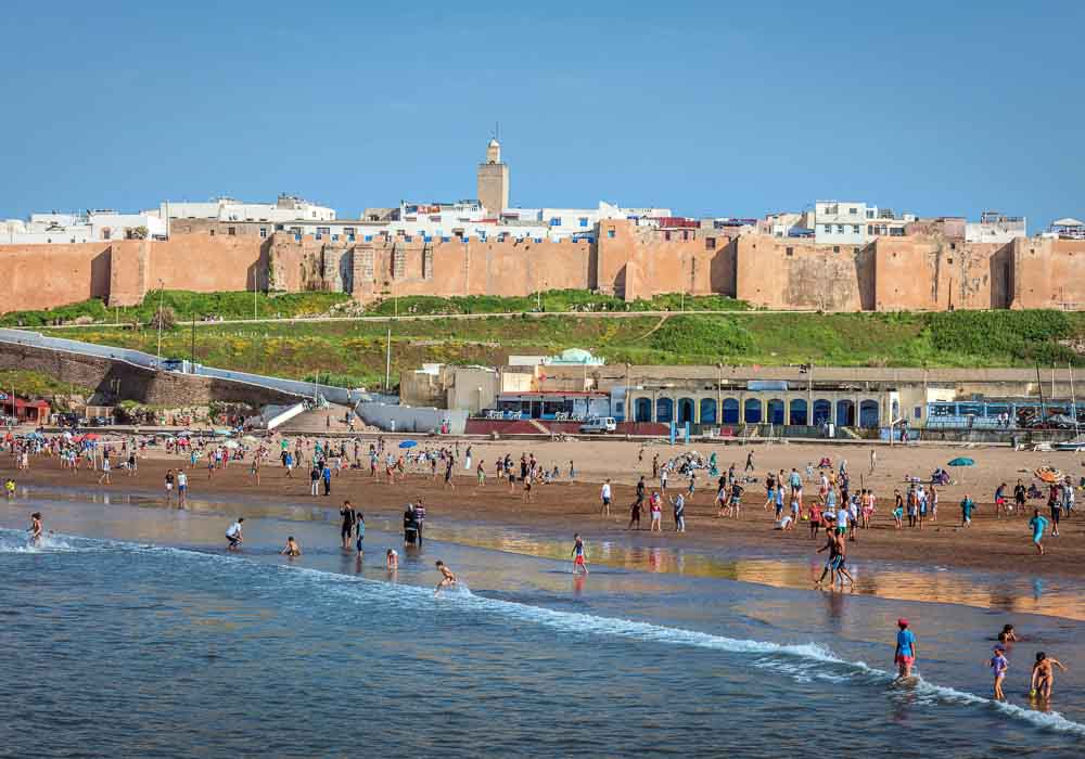 People on Rabat Beach outside of Rabat, Morocco