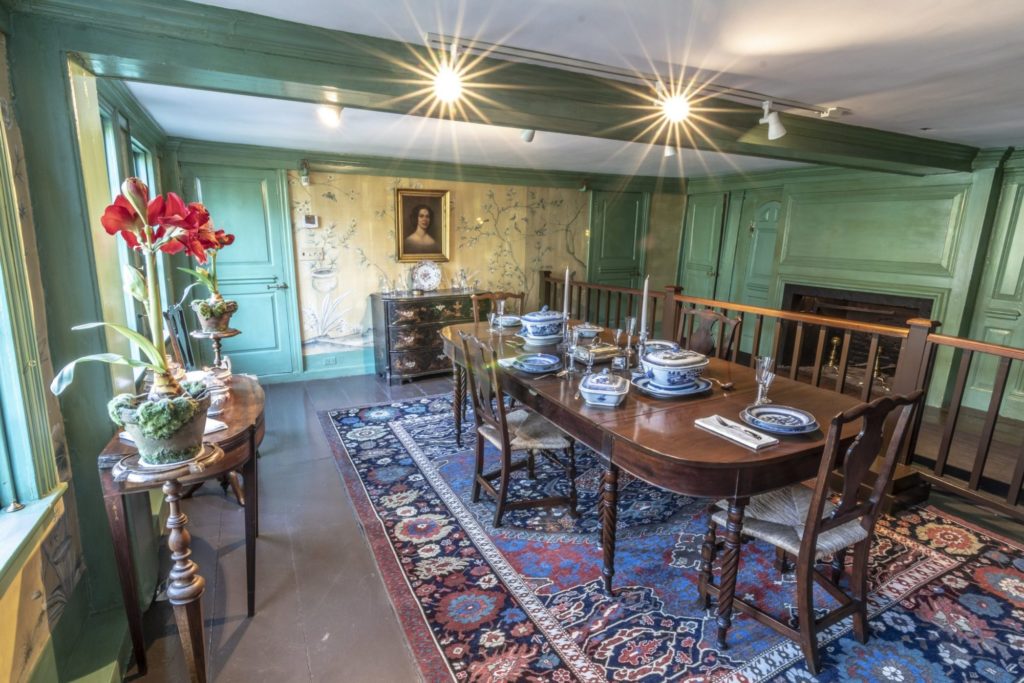 An interior dining room inside the House of Seven Gables in Salem, Massachusetts