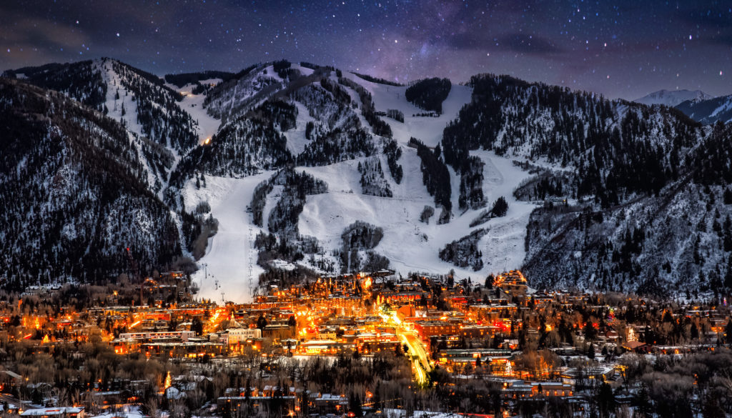 Aspen, Colorado with Rocky Mountains in the background