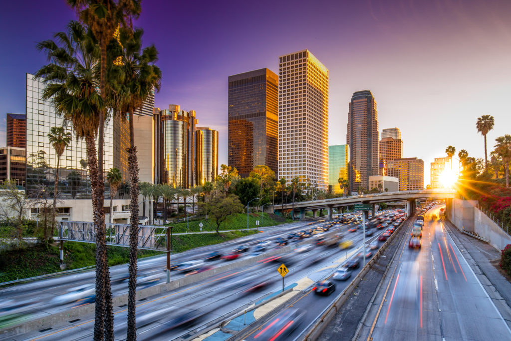 Busy highway in Los Angeles, California