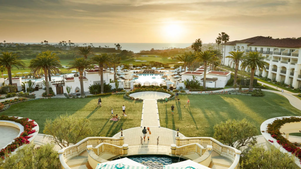 Aerial view of a courtyard at the Waldorf Astoria Monarch Beach Resort and Club
