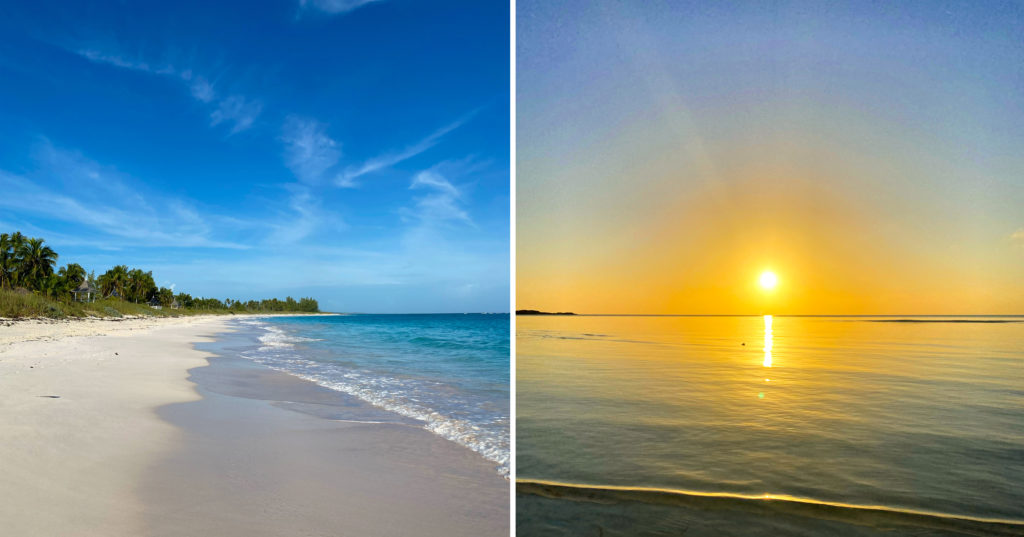 Lighthouse Beach (left) and Cocodimama Beach (right) in Eleuthera, Bahamas