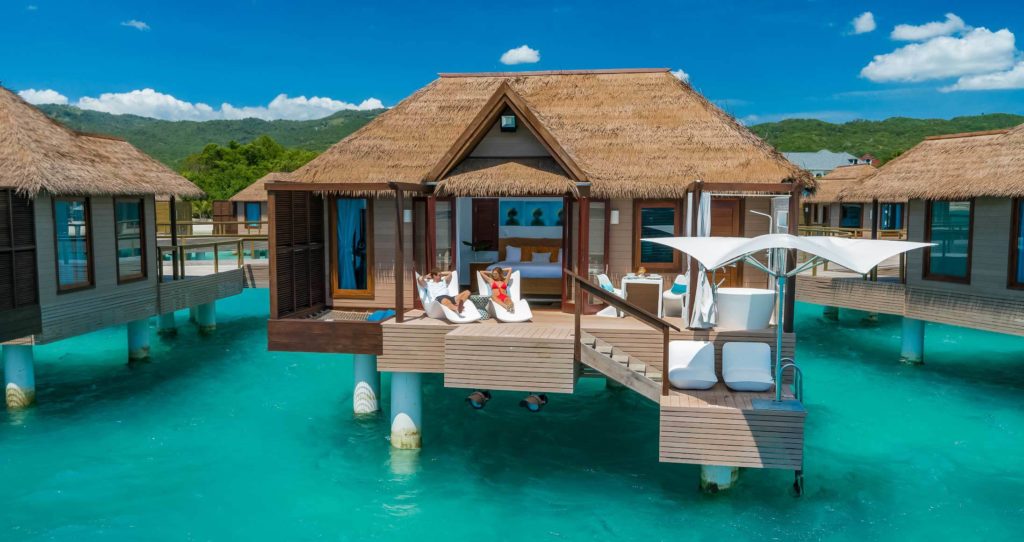Overwater bungalow at Sandals South Coast in Jamaica