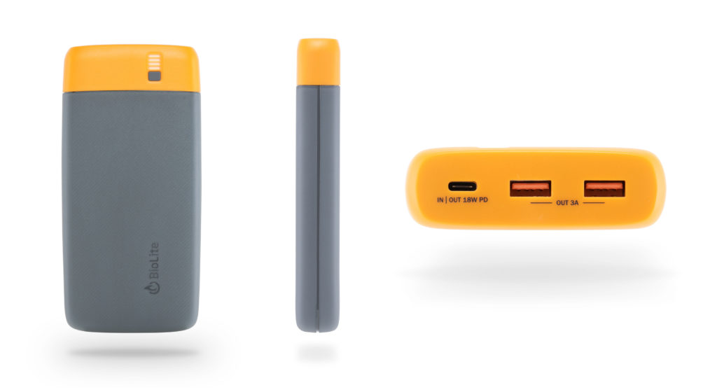 Three views of the BioLite Charge 80 PD portable charger