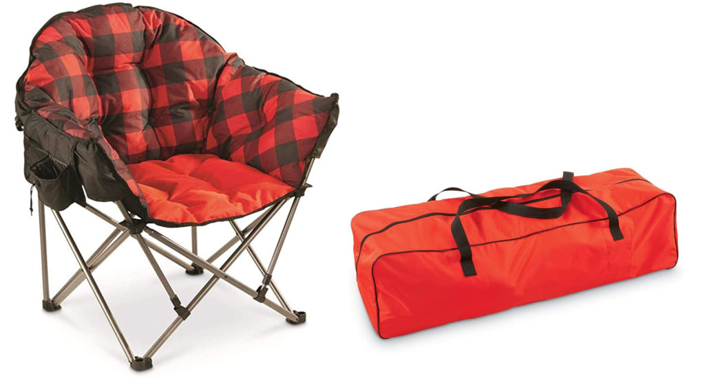 Guide Gear Oversized Club Camp Chair (left) and Guide Gear storage bag (right)