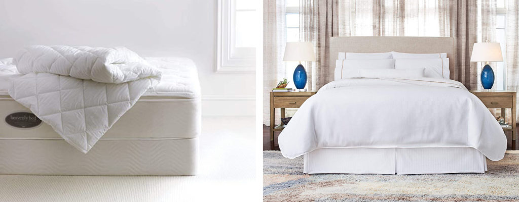 Two images side by side showing the hotel brand Westin Heavenly Bed mattress