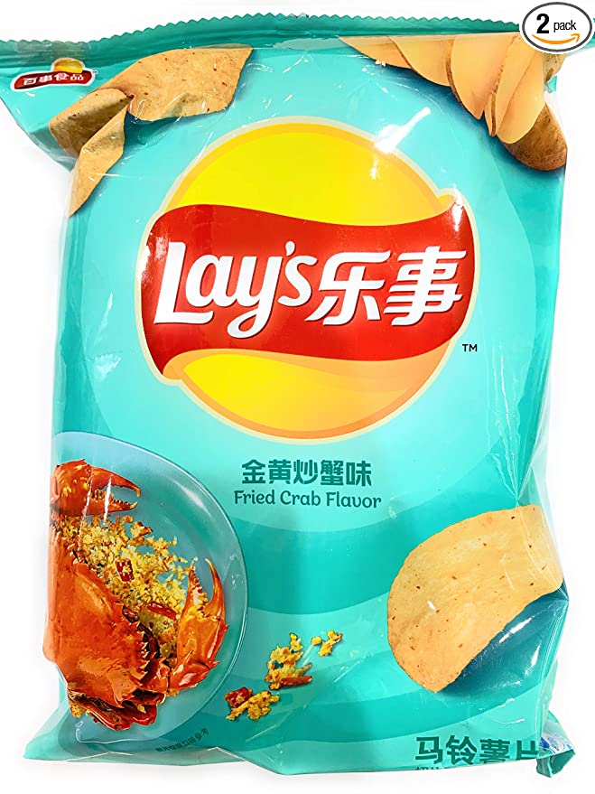 A teal bag of Lay’s Fried Crab Chips