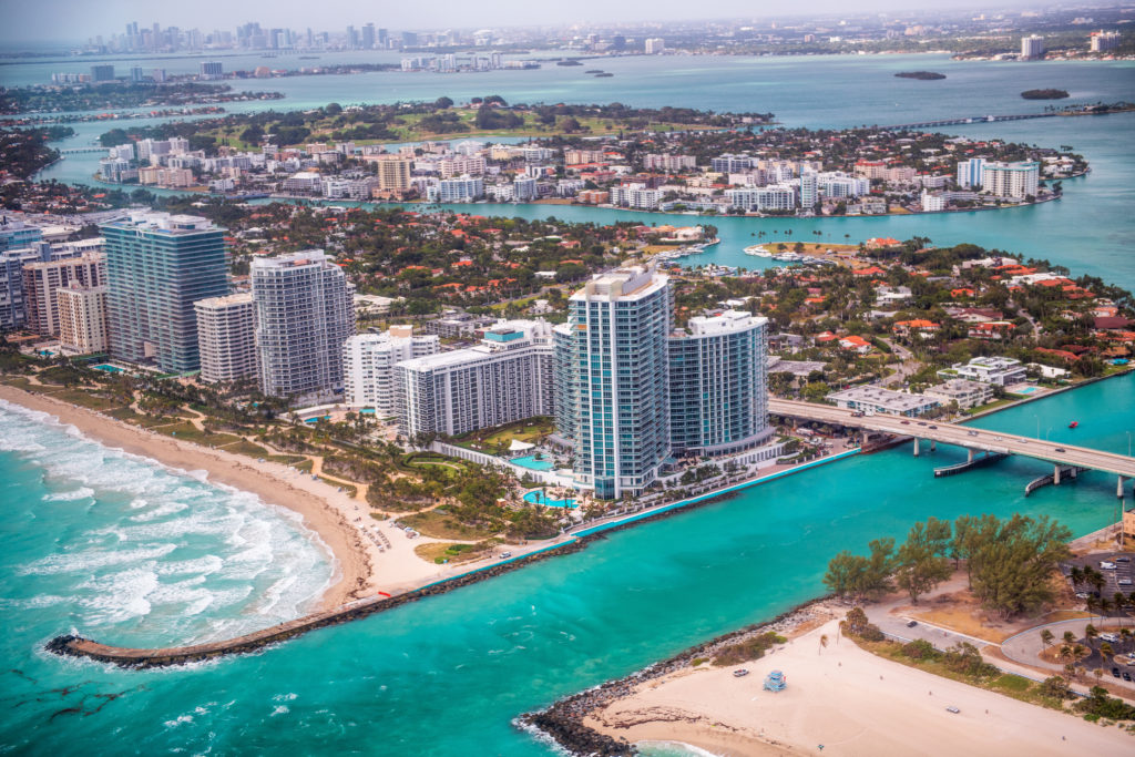 Aerial view of Haulover Beach in Miami, Florida