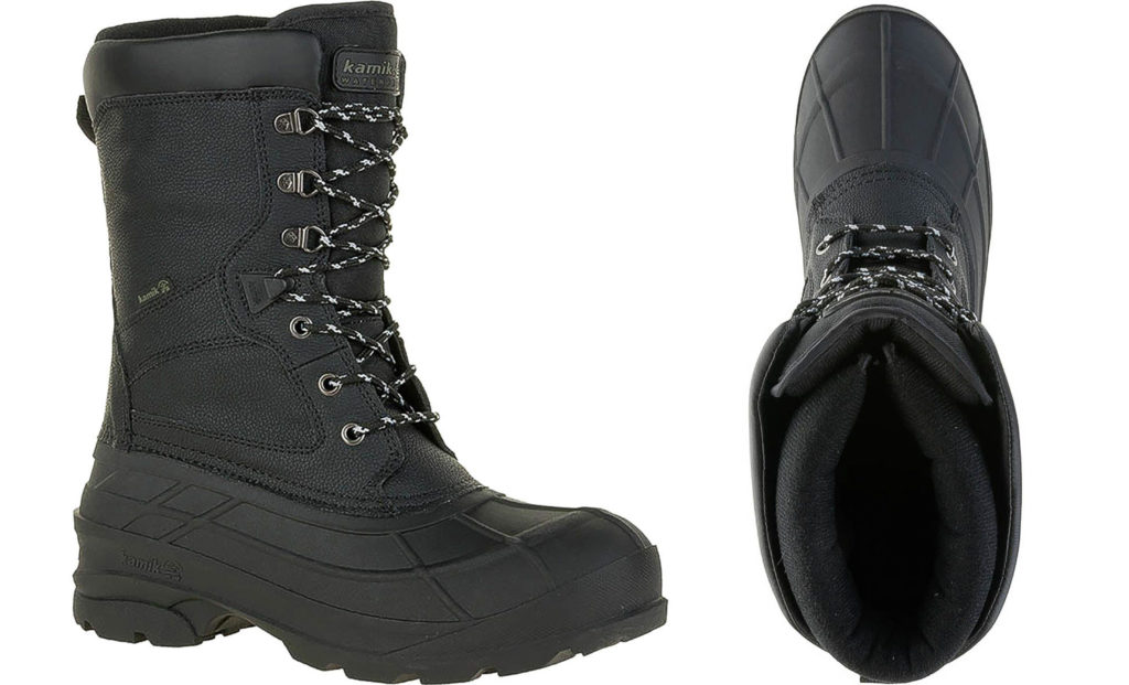 Side and top views of the Kamik NationPro Winter Boot, a waterproof boot for winter
