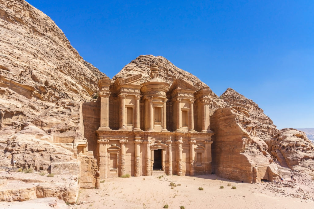 Facade of Ad Deir in ancient city Petra, Jordan