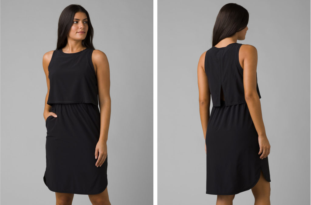 Two views of the prAna Railay Dress in black