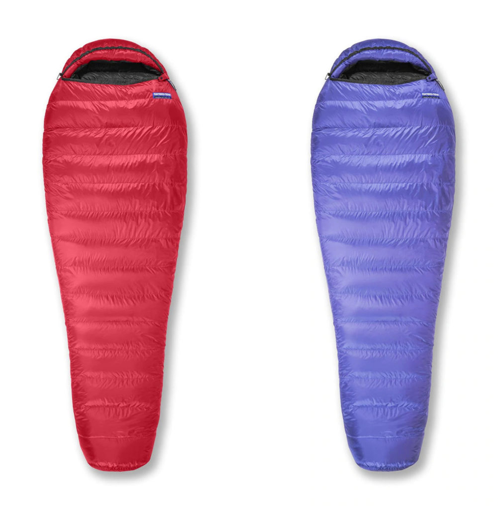 Feathered Friends Swallow YF 20/30 Sleeping Bag in two colors - red and purple