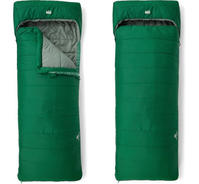 Two views of the REI Co-op Siesta Hooded 25 in green