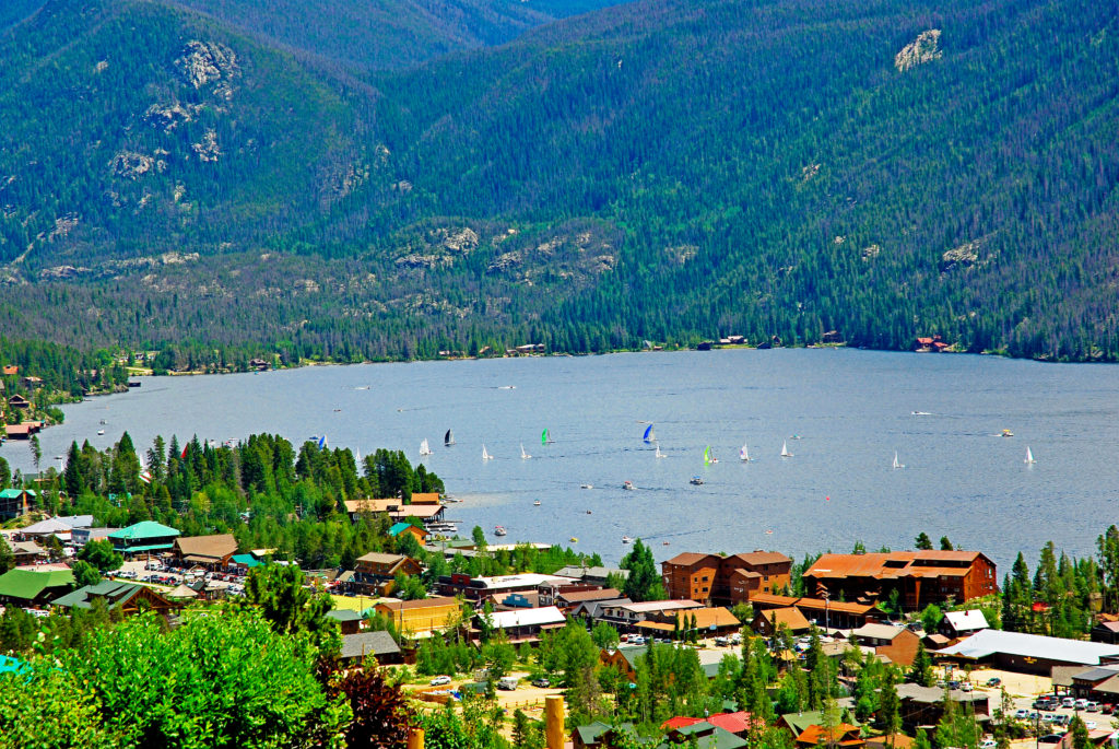 Aerial view of Grand Lake, Colorado