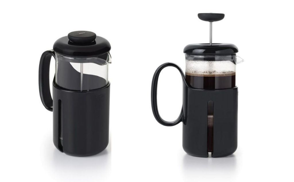 Two views of the OXO French Press Coffee Maker