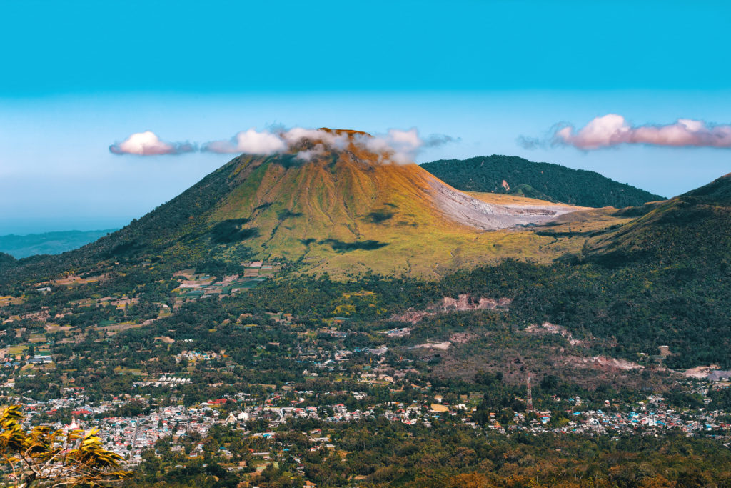 Aerial view of Mahawu volcano, Sulawesi, Indonesia