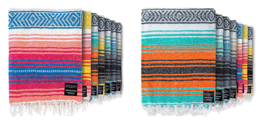 Multiple colors of the Benevolence LA Authentic Mexican Blanket