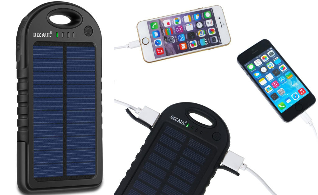 Multiple views of the WakaWaka Power+ Solar Charger charging devices