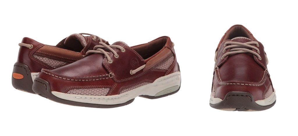 Pair of Dunham Captain shoes (left) and front view of one shoe from the set (right)