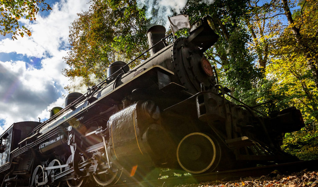 Low angle view of the steam engine from the Essex Steam Train