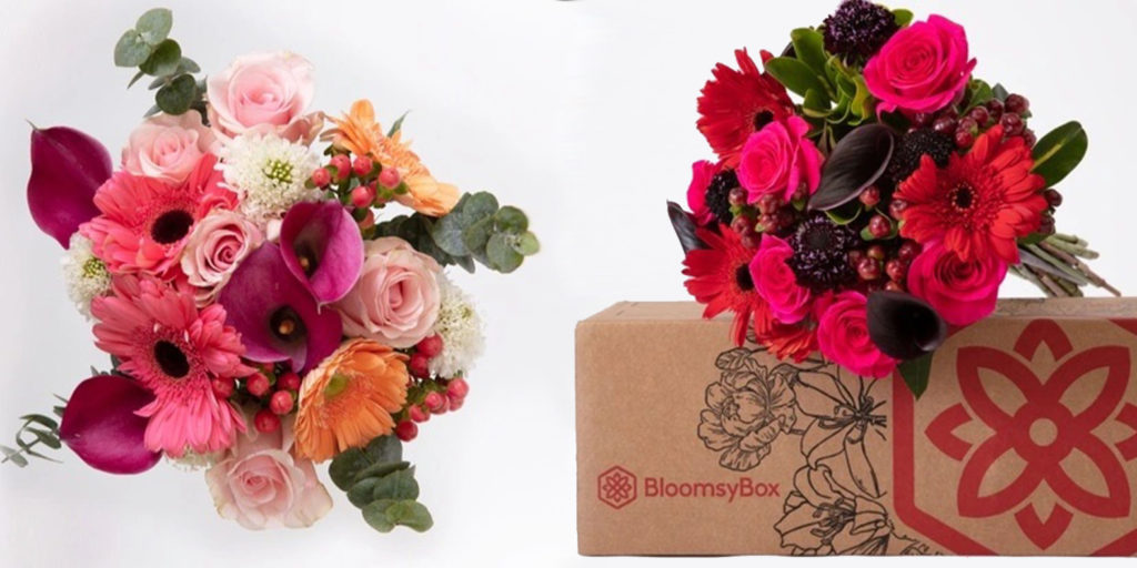 BloomsyBox surrounded by floral bouquets