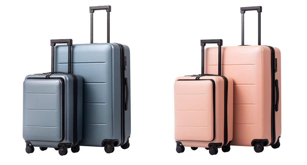 Two sets of Coolife Luggage 2-Piece Set in blue and pink