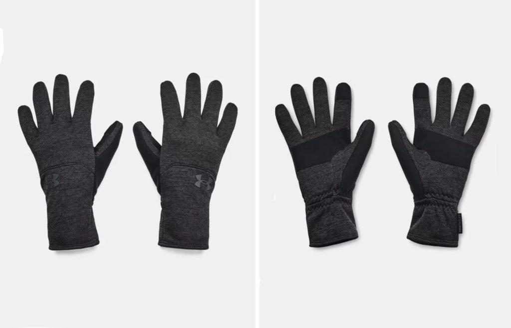 Two view of a pair of Under Armour UA Storm Fleece Gloves