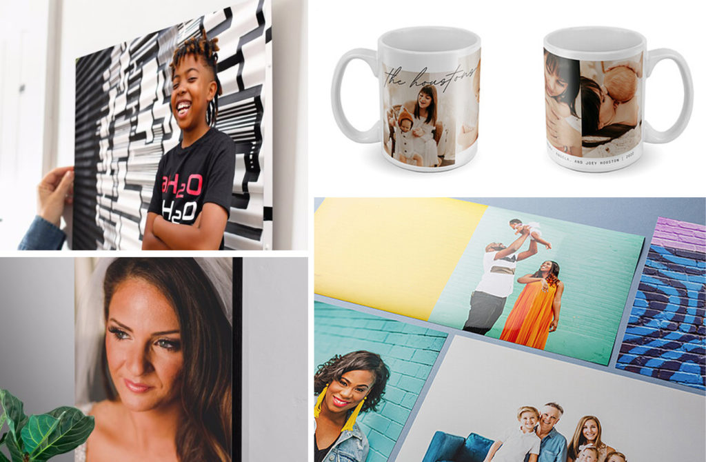 A collection of photo print options, from cavases to mugs, travelers can purchase from mpix